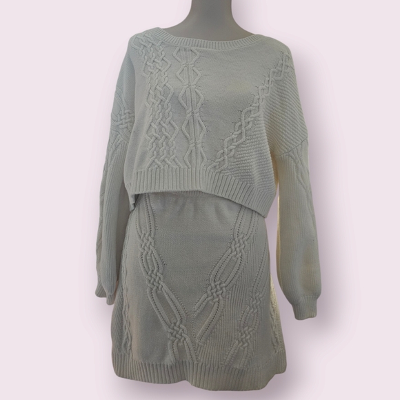 Maeve Anthropologie Cable Knit Sweater Set Large - Picture 5 of 9